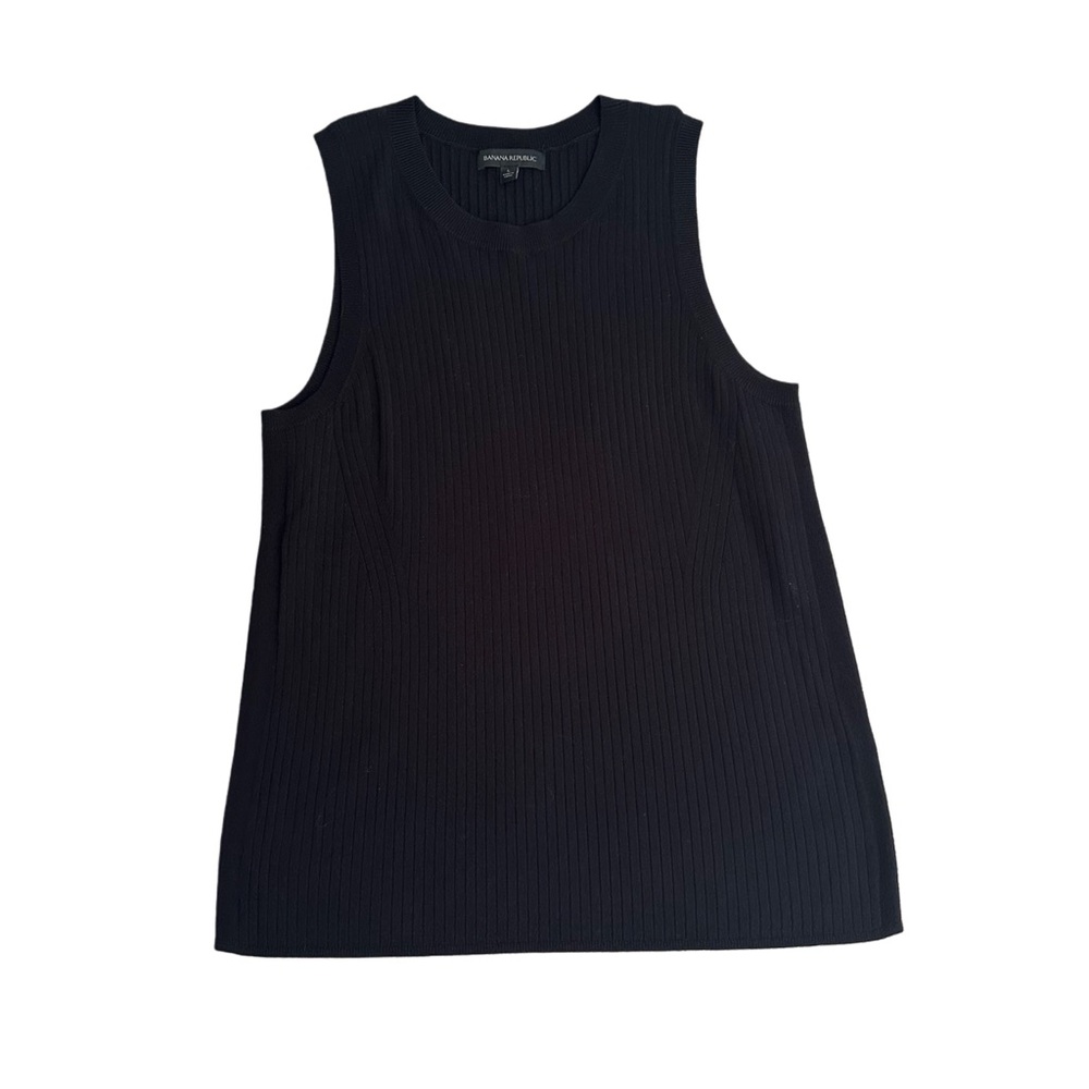 Banana Republic Black Ribbed Scoop Neck Tank Top Size Large L